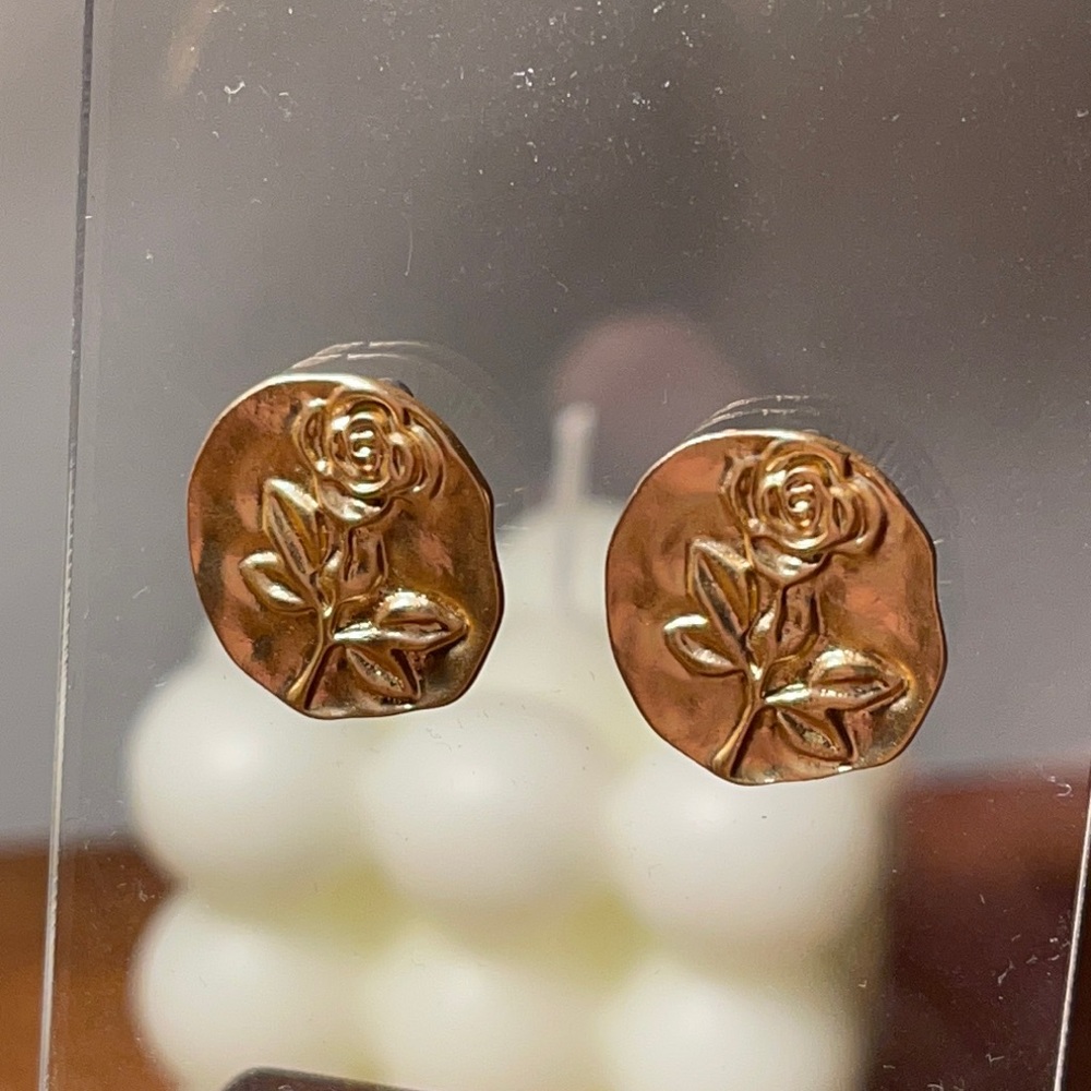 Rose print earrings